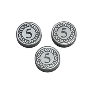 LEGO 5 Coin Tile Round 1x1‎ Lot 3 Pc 98138pb023 Silver Replacement Parts Pieces
